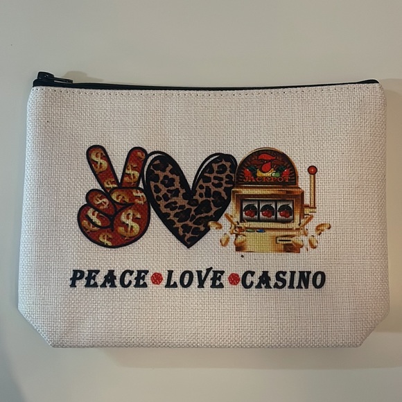 2/$12 Peace Love Casino Makeup Bag - Picture 7 of 11